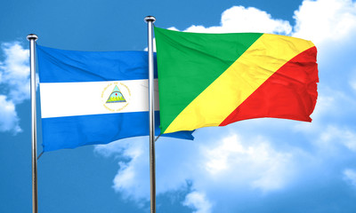 nicaragua flag with congo flag, 3D rendering