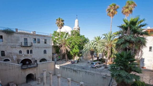 Excavated archeological ruins of the Pool of Bethesda and Byzantine Church timelapse hyperlapse.