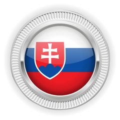 Runder Button mit slovakische Flagge und silber Rand