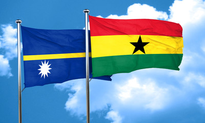 Nauru flag with Ghana flag, 3D rendering