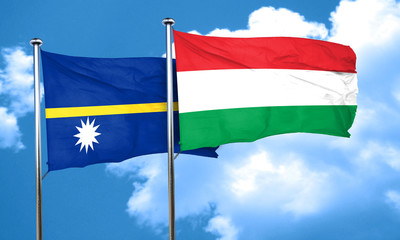 Nauru flag with Hungary flag, 3D rendering