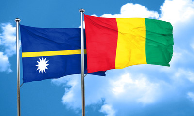 Nauru flag with Guinea flag, 3D rendering