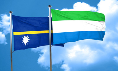 Nauru flag with Sierra Leone flag, 3D rendering