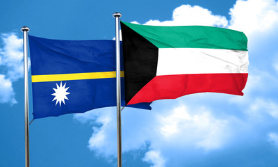 Nauru flag with Kuwait flag, 3D rendering