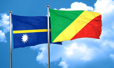 Nauru flag with congo flag, 3D rendering