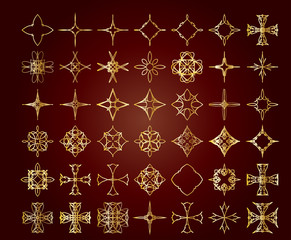 Ornamental decorative floral abstract vintage celtic knot inspired cross elements for design and page decoration.