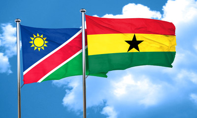 Namibia flag with Ghana flag, 3D rendering