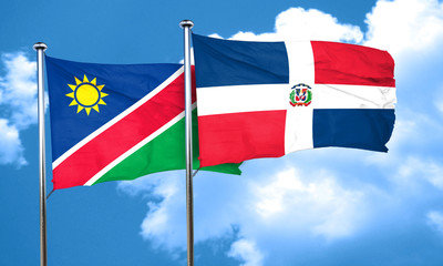 Namibia flag with Dominican Republic flag, 3D rendering