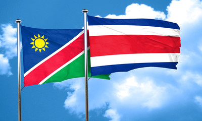 Namibia flag with Costa Rica flag, 3D rendering
