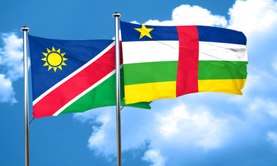 Namibia flag with Central African Republic flag, 3D rendering