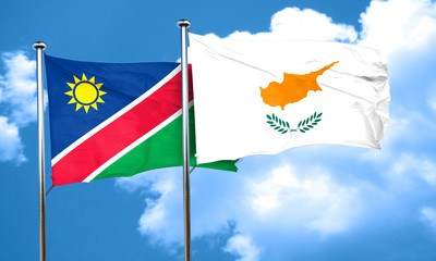 Namibia flag with Cyprus flag, 3D rendering