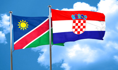 Namibia flag with Croatia flag, 3D rendering