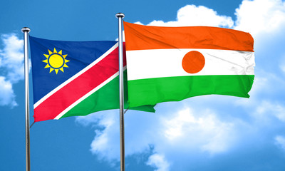 Namibia flag with Niger flag, 3D rendering