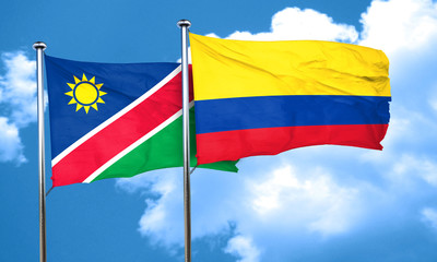 Obraz premium Namibia flag with Colombia flag, 3D rendering