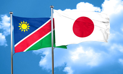 Namibia flag with Japan flag, 3D rendering
