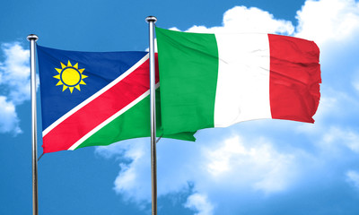 Namibia flag with Italy flag, 3D rendering