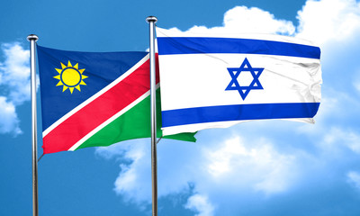Namibia flag with Israel flag, 3D rendering