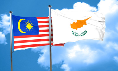 Malaysia flag with Cyprus flag, 3D rendering
