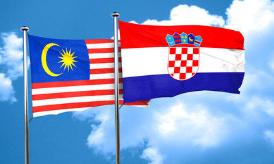 Malaysia flag with Croatia flag, 3D rendering
