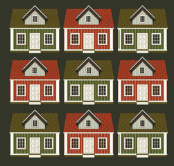 a lot of houses in the form of an ornament