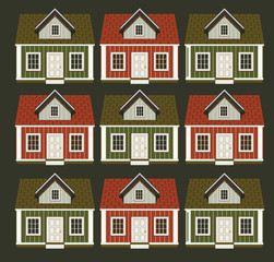 a lot of houses in the form of an ornament