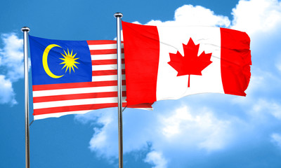 Malaysia flag with Canada flag, 3D rendering