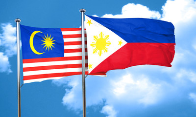 Fototapeta na wymiar Malaysia flag with Philippines flag, 3D rendering