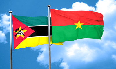 Fototapeta na wymiar Mozambique flag with Burkina Faso flag, 3D rendering