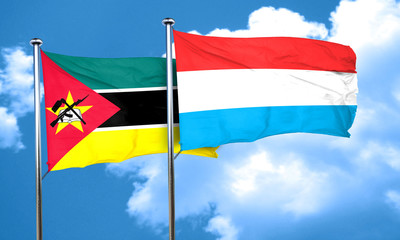 Fototapeta na wymiar Mozambique flag with Luxembourg flag, 3D rendering