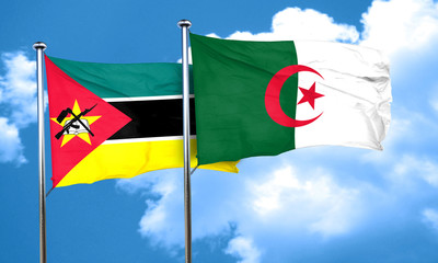 Mozambique flag with Algeria flag, 3D rendering