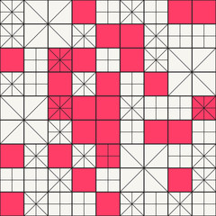 Vector seamless pattern. Modern stylish abstract geometric background with structure of repeating red and white rectangles.
