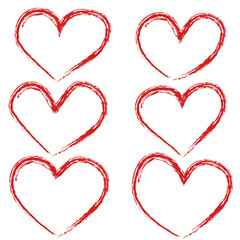 Vector illustration hand drawn hearts set  of design elements
