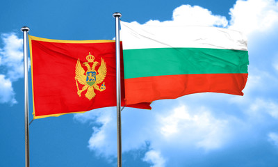 Montenegro flag with Bulgaria flag, 3D rendering