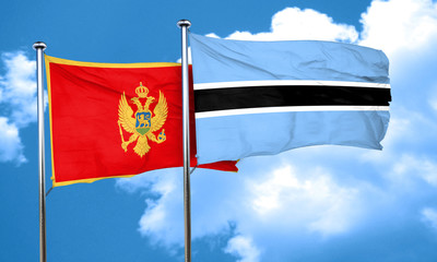 Montenegro flag with Botswana flag, 3D rendering