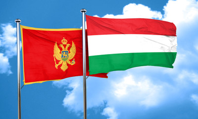 Montenegro flag with Hungary flag, 3D rendering