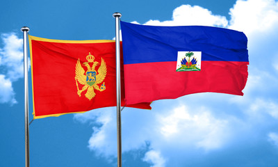 Montenegro flag with Haiti flag, 3D rendering