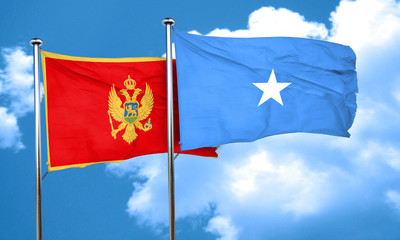 Montenegro flag with Somalia flag, 3D rendering