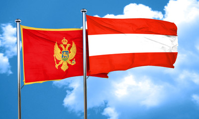 Montenegro flag with Austria flag, 3D rendering