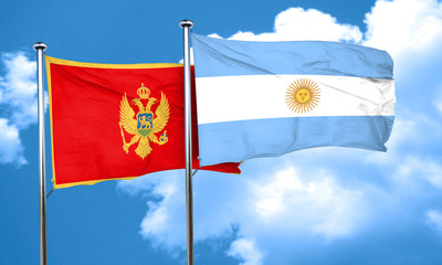 Montenegro flag with Argentine flag, 3D rendering