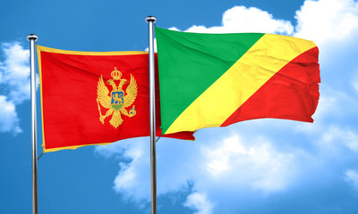 Montenegro flag with congo flag, 3D rendering