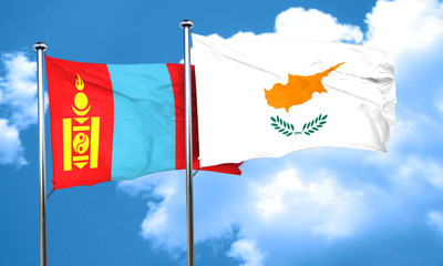 Mongolia flag with Cyprus flag, 3D rendering