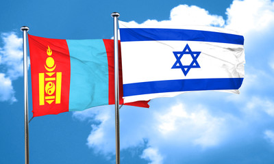 Mongolia flag with Israel flag, 3D rendering