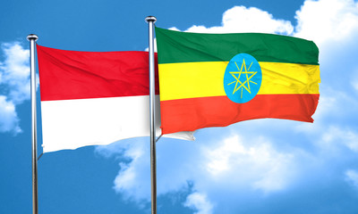 monaco flag with Ethiopia flag, 3D rendering