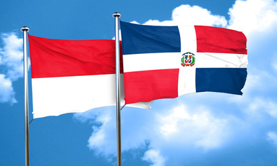 monaco flag with Dominican Republic flag, 3D rendering