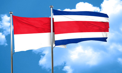 monaco flag with Costa Rica flag, 3D rendering