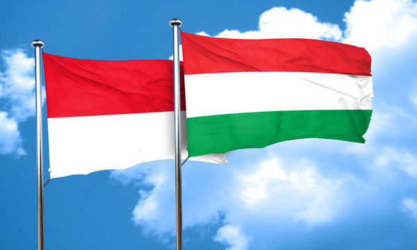 monaco flag with Hungary flag, 3D rendering