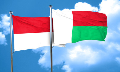 monaco flag with Madagascar flag, 3D rendering