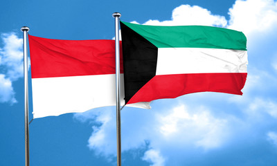 monaco flag with Kuwait flag, 3D rendering