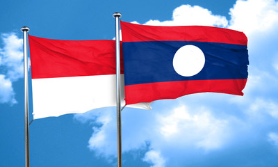 monaco flag with Laos flag, 3D rendering