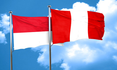 monaco flag with Peru flag, 3D rendering